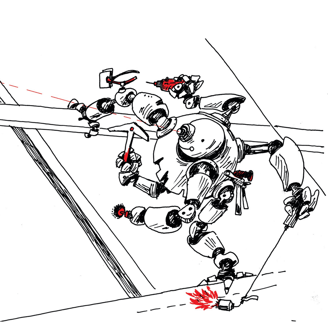 Rockenbauer Roboter bei der Schadensmeldung